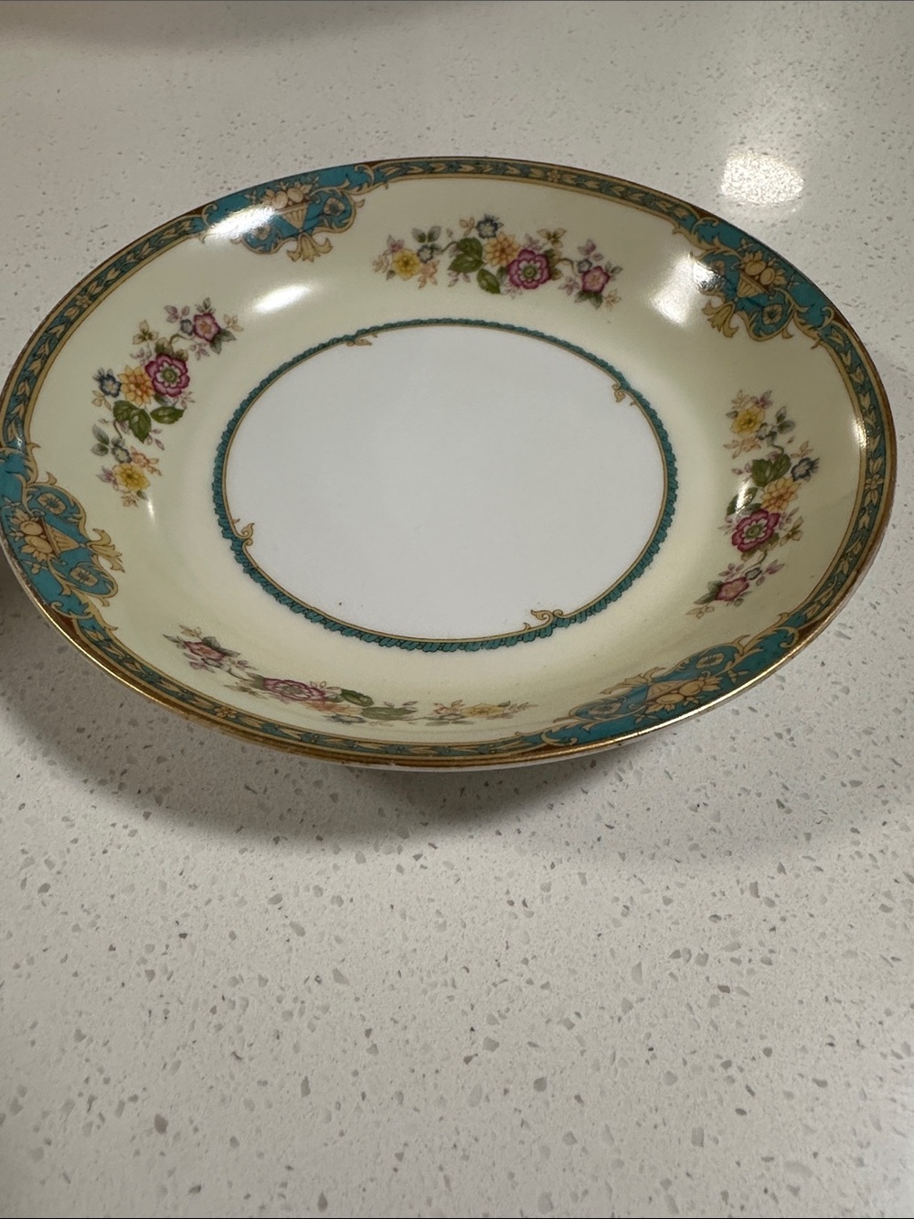 Vintage Meito China, Madrid Accent 7 1/2” Bowl in Cream and Teal